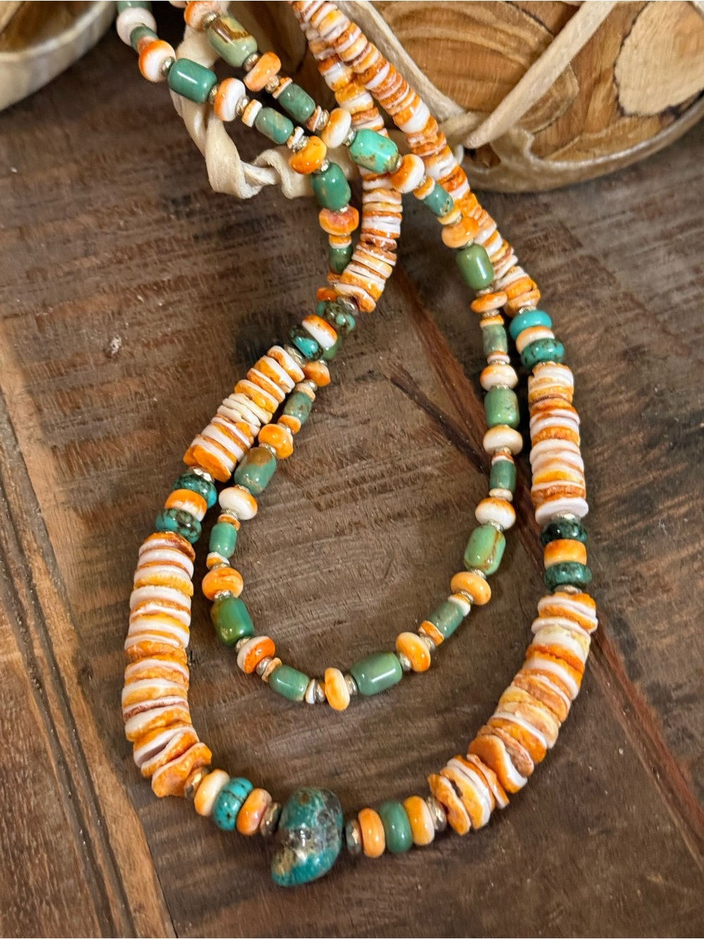 Spiny Oyster & Royston Turquoise Double-Strand Necklace